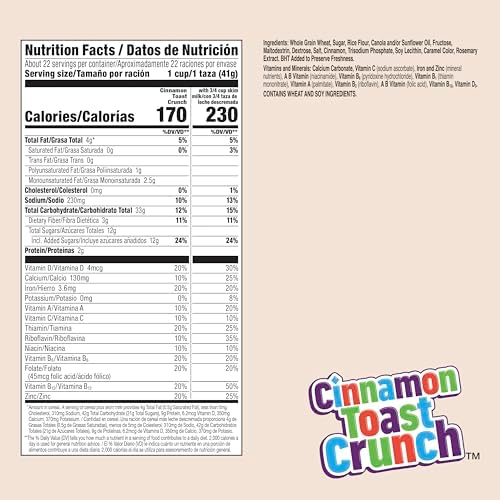 Cinnamon Toast Crunch Breakfast Cereal, Crispy Cinnamon Cereal, Value Bag, 32 oz