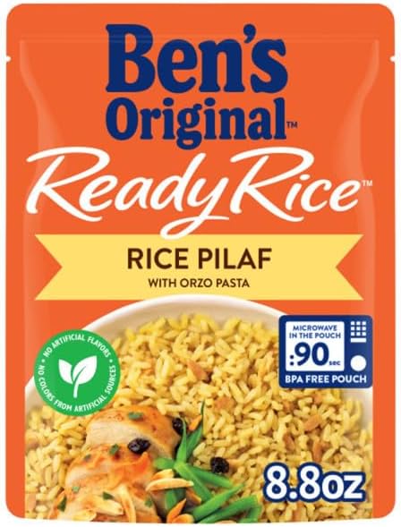 BEN'S ORIGINAL Ready Rice Rice Pilaf Flavored Rice, Easy Dinner Side, 8.8 oz Pouch (Pack of 12)