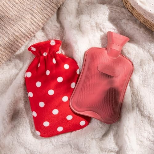 HomeTop Premium Classic Rubber Hot or Cold Water Bottle with Soft Fleece Cover