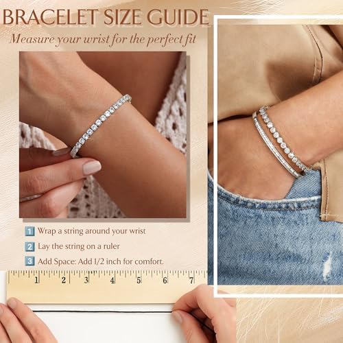 Yadoca Tennis Bracelets for Women Gold Bangle Bracelet Set 18K Gold Plated Stackable Cubic Zirconia CZ Diamond Bracelets Stack Wedding Bracelets for Brides Dainty Jewelry Gift Sizes 6.5-7.5 Inch 3Pcs