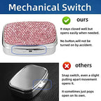 Pill Organizer Travel,Square Small Metal Pill Box Case,Compact Medicine Vitamin Container,Portable Pill Holder Bottle for Women(Pink)