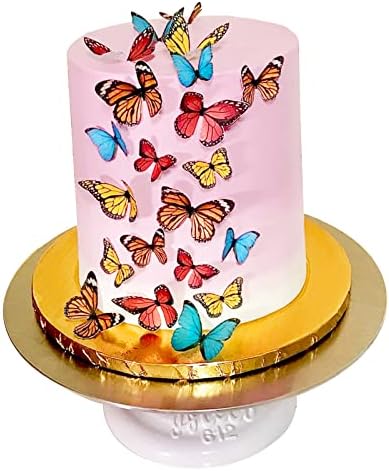Edible Butterflies Wafer Paper for Cupcake Cake Decorating Topper,34pcs Pre-Cut Easter Wedding Cake Cupcake