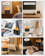 Flame Effect Essential Oil Diffuser, Ultrasonic Aromatherapy Humidifier, Upgraded 7 Color Changing Lights with Ultra Quiet, Auto Shut-Off for Bedroom Home Office and Yoga (180mL, Black)