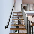 1ft-20ft Industrial Square Pipe Staircase Handrails, Stair Rustic Banister with Wall Mount Supports, Non-Slip Grab Bar Railing Industrial Galvanized Steel Pipe Handle(Black,10ft/300cm)