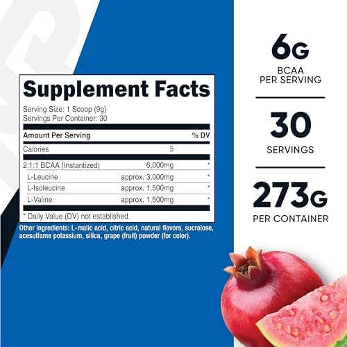Nutricost BCAA Powder 2:1:1 (Pomegranate Guava, 30 Servings) - Branched Chain Amino Acids