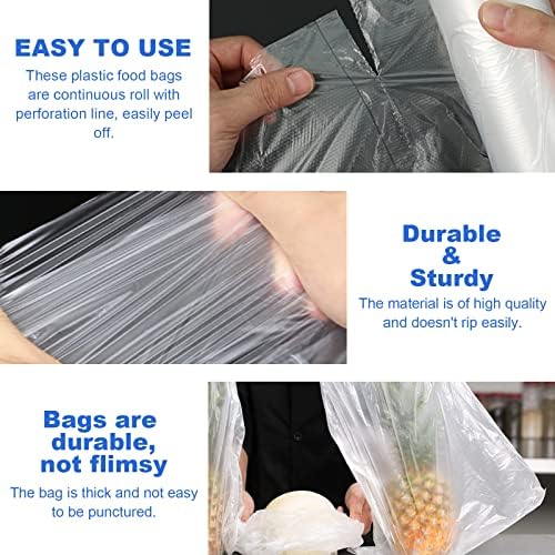 12x16 Plastic Produce Bags on a Roll - Clear Plastic Bags for Food, Vegetable, Fruits, Bread, Pet Bags and Grocery Clear Bag- 350 Bags/roll (2 Roll)