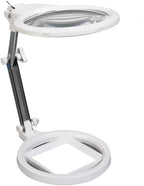 2.5X 130MM / 5X 25MM Foldable Magnifying Glass with 2 LED Lights Table Top Desk Lamp Lighted Reading Magnifier Magnifying Loupe Glass