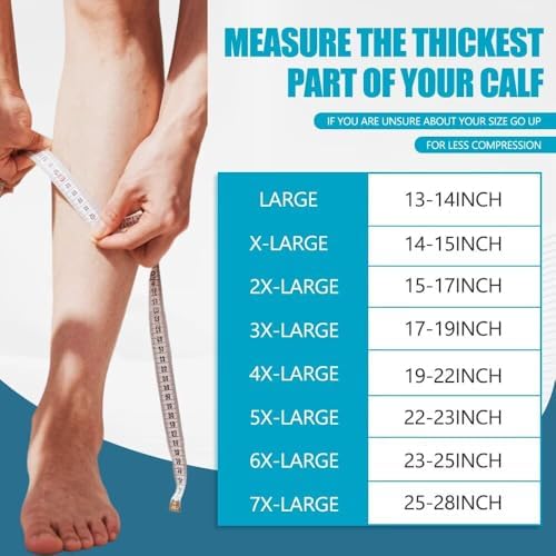 Plus Size Compression Sleeves for Calves Women Wide Calf Compression Legs Sleeves Men 5XL, Relieve Varicose Veins, Edema, Swelling, Soreness, Shin splints, for Work, Travel, Sports and Daily Wear