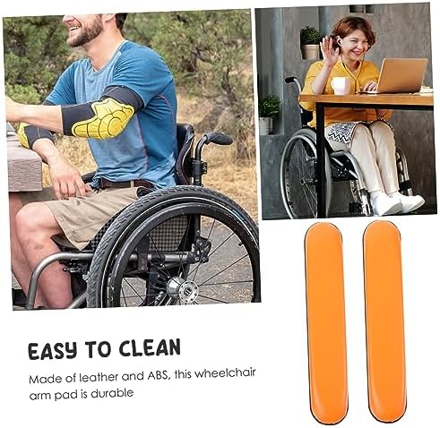 Wheelchair Parts 2 Pack Armrest Covers Orange 10cm Spacing Leather Sponge Protective Abs Arm Rests