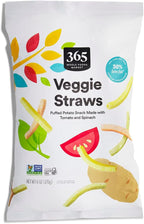 365 by Whole Foods Market, Veggie Straws, Made with Tomato and Spinach, Vegan, Gluten-Free, 6 Ounce