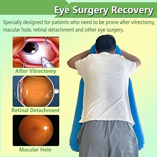 Face Down Pillow for Sleeping on Stomach, Prone Pillow After Eye Surgery for Vitrectomy Retina Recovery Lying Pillow, Donut Pillow for Head, Post Eye Surgery Inflatable Prone Cushion Pillow (Blue)