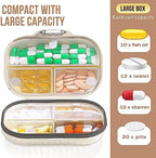 Travel Pill Organizer, 7 Day Portable Pill Case, Small Pill Box for Pocket Purse Portable Medicine Vitamin Container (Pearl White,1 Pack)