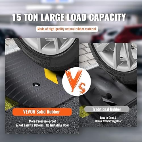 VEVOR 2" Rise Threshold Ramp Doorway, Recycled Rubber Power Wheelchair Ramp 3.64 Feet Long, 33069Lbs Load Capacity, Non-Slip Surface Rubber Solid Threshold Ramp for Wheelchair and Scooter