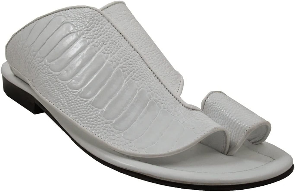 Men's PU Leather Summer Sandals, Comfy Breathable Ring Toe Flip Flops, Gladiator Sandals,Beach Sandals,Casual Walking Shoes (Color : White, Size : 8)