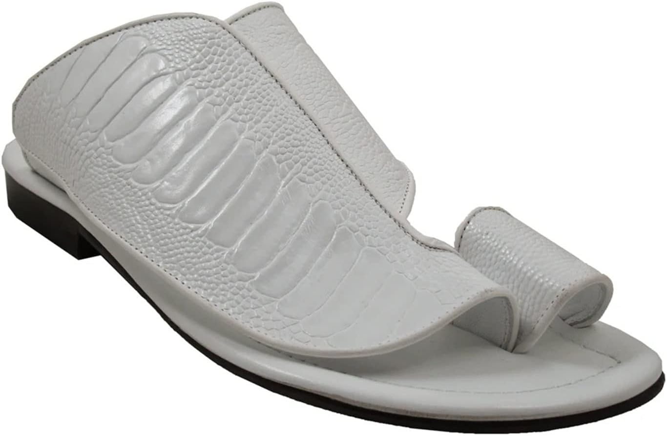 Men's PU Leather Summer Sandals, Comfy Breathable Ring Toe Flip Flops, Gladiator Sandals,Beach Sandals,Casual Walking Shoes (Color : White, Size : 8)