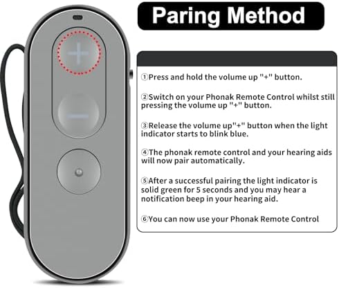 RETROSUN Replacement Remote Control Compatible with Phonak Paradise Marvel Hearing aids KW-RC1, Grey