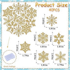 40PCS Edible Snowflake Cupcake Toppers Wafer Paper Snowflake Cupcake Toppers Edible Winter Snows Picks for Frozen Theme Party Decoration Supplies (Glitter Gold)
