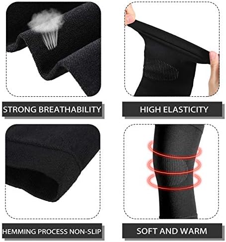2 Pair Knee Brace Compression Sleeves Knee Support Brace for Meniscus Tear, Lightweight Knee Sleeve for Arthritis Pain Relief, Knee Support for Men and Women for Running, Weight Lifting (Black, Beige)