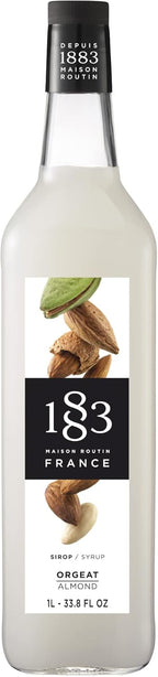 1883 Maison Routin Syrup for Drinks, Made In France (33.8 Fl Oz, Almond Glass)