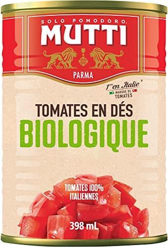 Mutti Organic Diced Tomatoes (Polpa Pezzi), 14 oz. | 6 Pack | Italy’s #1 Brand of Tomatoes | Fresh Taste for Cooking | Canned Tomatoes | Vegan Friendly & Gluten Free | No Additives or Preservatives