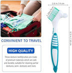 Mimorou 12 Pcs Denture Brush for False Teeth Double Sided Denture Toothbrushe with Soft Bristle, Ergonomic Anti Slip Handle Teeth Cleaner Brush for Adult(Blue, Green, Purple, Orange,Non Slip Grip)