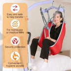 Patient Lift Divided Leg Sling – Heavy Duty 500 lbs Capacity, Easy Hygiene Access with Handles & Pocket, Machine Washable – Small/Medium/Large for Elderly, Disabled & Bariatric Care (Red, L)