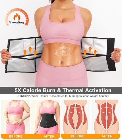 LEINIDINA Waist Trainer for Women Corset Shapewear Segmented Sweat Waist Trimmer for Women Workout Belt