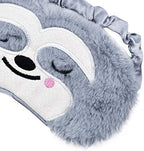 Cute Sloth Sleeping Mask, Soft Fluffy Plush Blindfold Funny Novelty Animal Sleep Mask Eye Cover Eyeshade for Kids Girls Boys Women Men Night Nap Travel Meditation (Gray, Sloth)