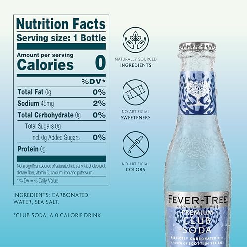 Fever-Tree Premium Club Soda, No Artificial Sweeteners, Flavourings or Preservatives, 6.8 Fl Oz (Pack of 24), Clear (A500115)