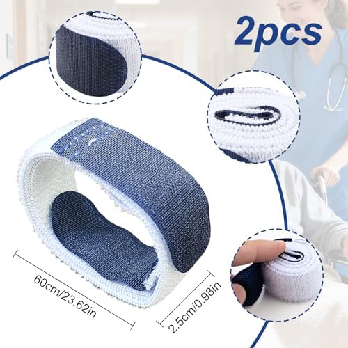 Catheter Leg Bag Straps - 2 Pcs Comfortable Urine Drainage Bag Holder with Silicone Grips, Adjustable Elastic Fabric Leg Straps Bands for Men Women Urine Tube Fix Device Supplies(Blue)