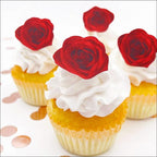 Sugar Robot -Red Roses - Edible leaves for cake decorating - Premium Crafted - Made in the USA Cake -Set of 15