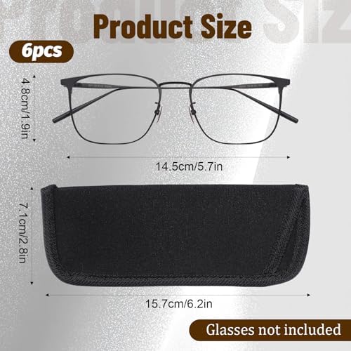 6 Pcs Soft Glasses Case, Black EVA Spectacle Pouch Portable Reading Glasses Protective Pouch Travel Spectacle Eyeglasses Storage Sleeve for Carrying Men Women Sunglasses Eyeglasses