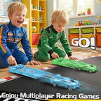 Aooess 6 Pcs Catapult Car Toy for Toddlers 3-5: Car Toy Set with Launchers and Trophy, Portable Pocket Race Cars, Interactive Racing Toys for Children, Fun Gift for Kids Ages 3+