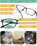 Photochromic Multifocus Reading Glasses For Men Women，Premium Progressive Transition Sunglasses Anti UV/Blue Light