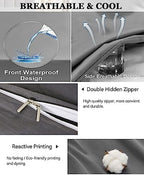 WYFKYMXX Waterproof Duvet Protector Cover Queen Gray Cotton Breathable Waterproof Protective Cover Reusable Comforter Protector with Zipper Closer Corner Ties for Kids,Elder,Dog, Cat. (Grey,Cal King)
