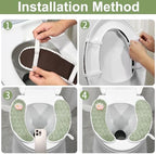 Toilet Seat Cover Bathroom Toilet Seat Cushion Toilet Seat Warmer with Handle, Washable and Reusable Toilet Seat Pads for Winter, Fits All Toilet Seats, 2 Pairs, Green