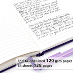 feela 5 Pack Journal Notebook Bulk for School, Hardcover Business Notebooks Classic Ruled Lined Journals with Pen Holder for Work Note Taking, with 5 Black Pens, 120 GSM, 5.1”x8.3”, A5, Purple