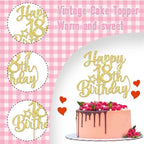Rsstarxi 1 Pack Happy 18th Birthday Cake Topper Star Glitter Gold Fabulous 18 Birthday Cheers to 18 Years Old Cake Pick Decoration for 18th Birthday Theme Celebrating Party Cake Decorations