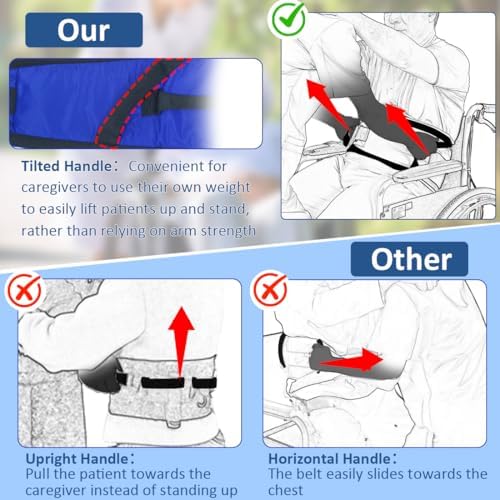 Gait Belt for Seniors Transfer Belt Quick Release Buckle, Padded Handles Lift Assist Device for Elderly, PhysicaTherapy Strap,Safety Belt for Elderly(Extra Large)