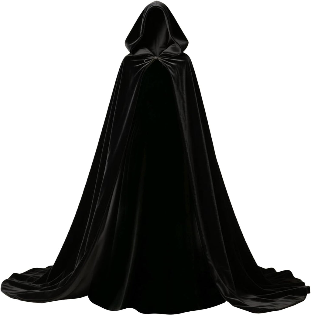 Wizard Robe Velvet Hooded Witch Cloak Unisex Medieval Renaissance Hood Cape Halloween Coat Adult