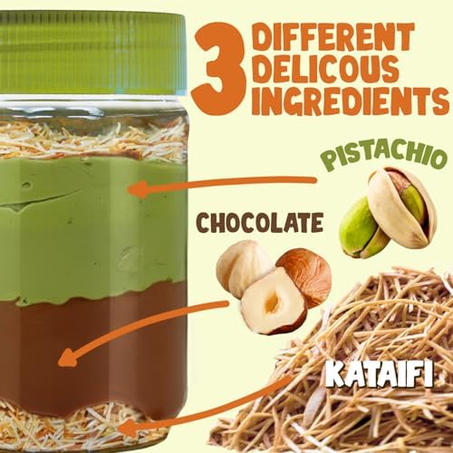 Ceres Gourmet Dubai Spreadable Chocolate– Pistachio Spread with Roasted Phyllo Kataifi, Gourmet Breakfast Choco, Crunchy Dubai Filling (9.7 Oz)
