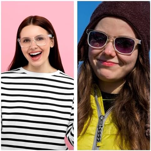 Photochromic Reading Glasses for Women Men, Womens Mens Full Reading Sun Glasses Variable Tinted Readers Grey Color Lens Clear Frame, +2.75