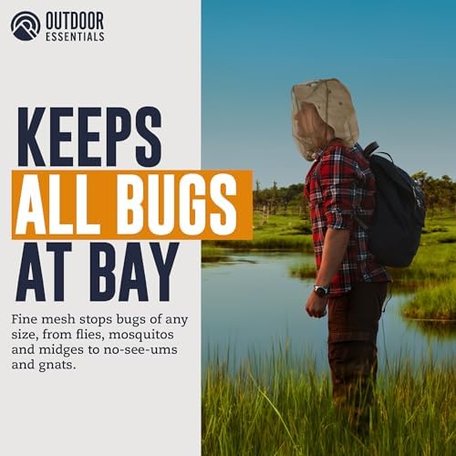OutdoorEssentials Mosquito Bug Head Net - Face Netting Protection Against Mosquitoes, Gnats, Midges While Fishing or Camping - Midge Nets Mesh Protection for Men & Women - 2 Pack