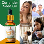 Pure Coriander Seed Oil, Cilantro 100% Pure Natural Cold-Pressed Essence Oil, Vegan Plant-Based Omega-6 Fatty Acids, Glass Bottle, 30ml (1oz)