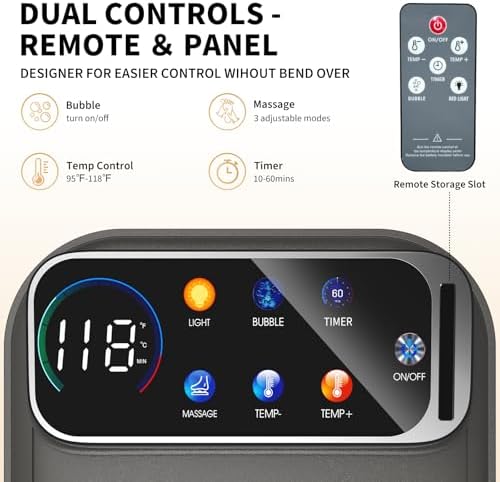 Collapsible Foot Spa Bath with Heat and Massage, Motorized Shiatsu Foot Massager Tub for Plantar Fasciitis & Stress Relief, Temp Control, Bubbles, Remote, Pedicure Spa at Home