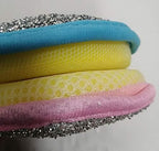 Dual Action Kitchen Cleaning Microfiber Scouring Scrubber, Round Dish Washing Sponge, 10 Pack (Yellow)