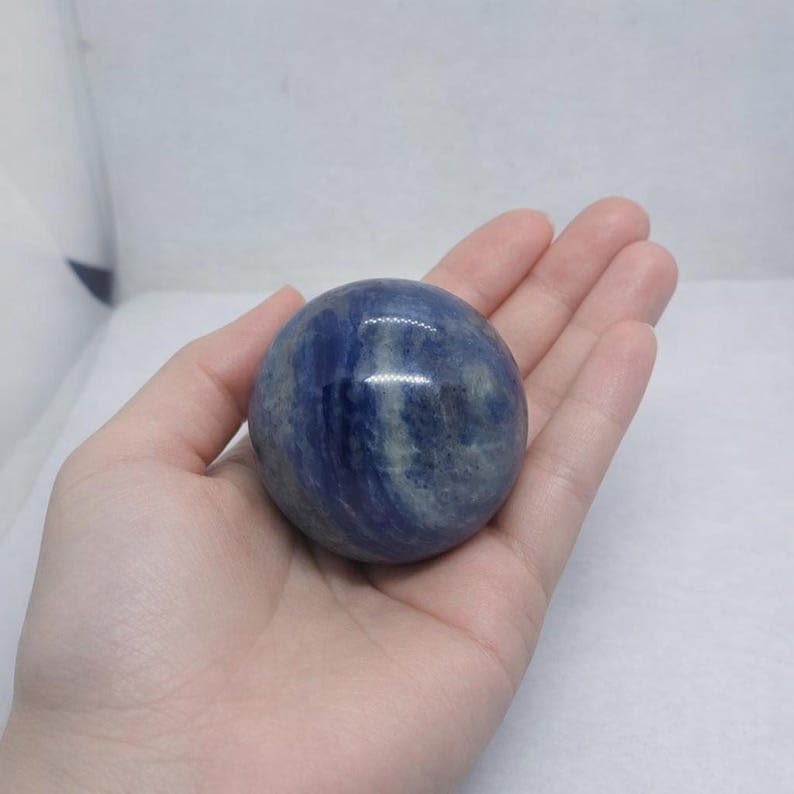 Kayra Blue Sodalite Crystal Ball with Stand, Natural Sodalite Sphere Polished Gemstone Orb, Decorative Stone Sphere for Home Decor, Desk Decor Accent, Collectible Mineral Gift