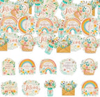 Ephlyn 54Pcs Edible Happy Mother's Day Cupcake Toppers Rainbow Love Mom Cake Drink Topper Picks Flowers Cake Decoration for Mom's Birthday Party Cake Decor Supplies Pink