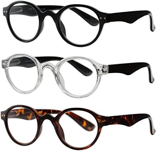Success Eyewear Reading Glasses 3 Pair Spring Hinge Professor Readers for Men and Women Fashion Glasses for Reading
