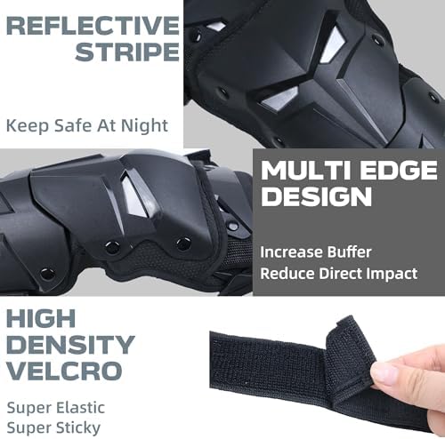 Motorcycle Knee Pads for Adults, Adjustable Motorcycle Knee Shin Guards for Motocross Racing Dirt Bike (2Pcs)